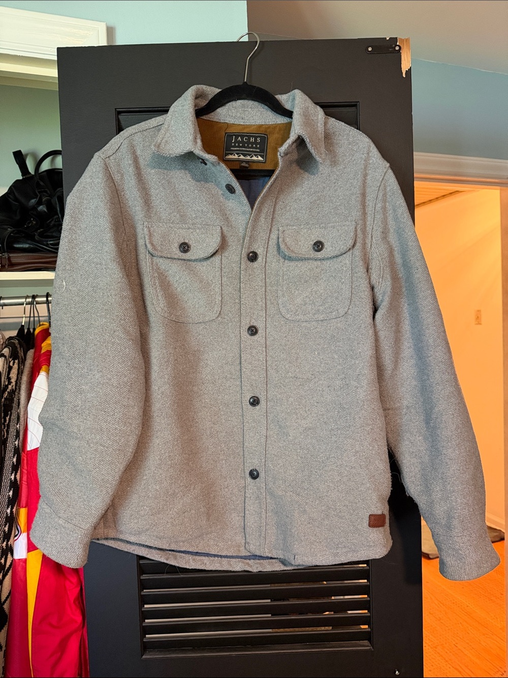 Jachs Light Gray Button-Up Shirt Jacket